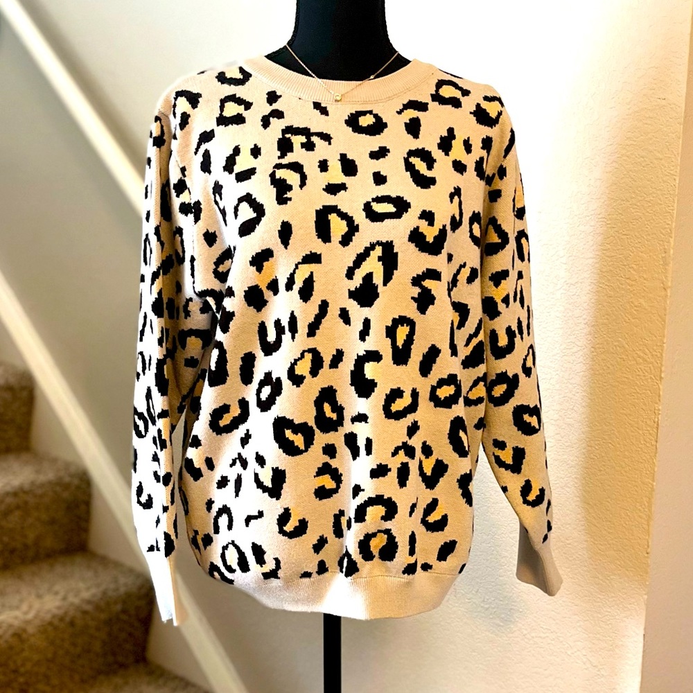 Light Blue Leopard print Sweater